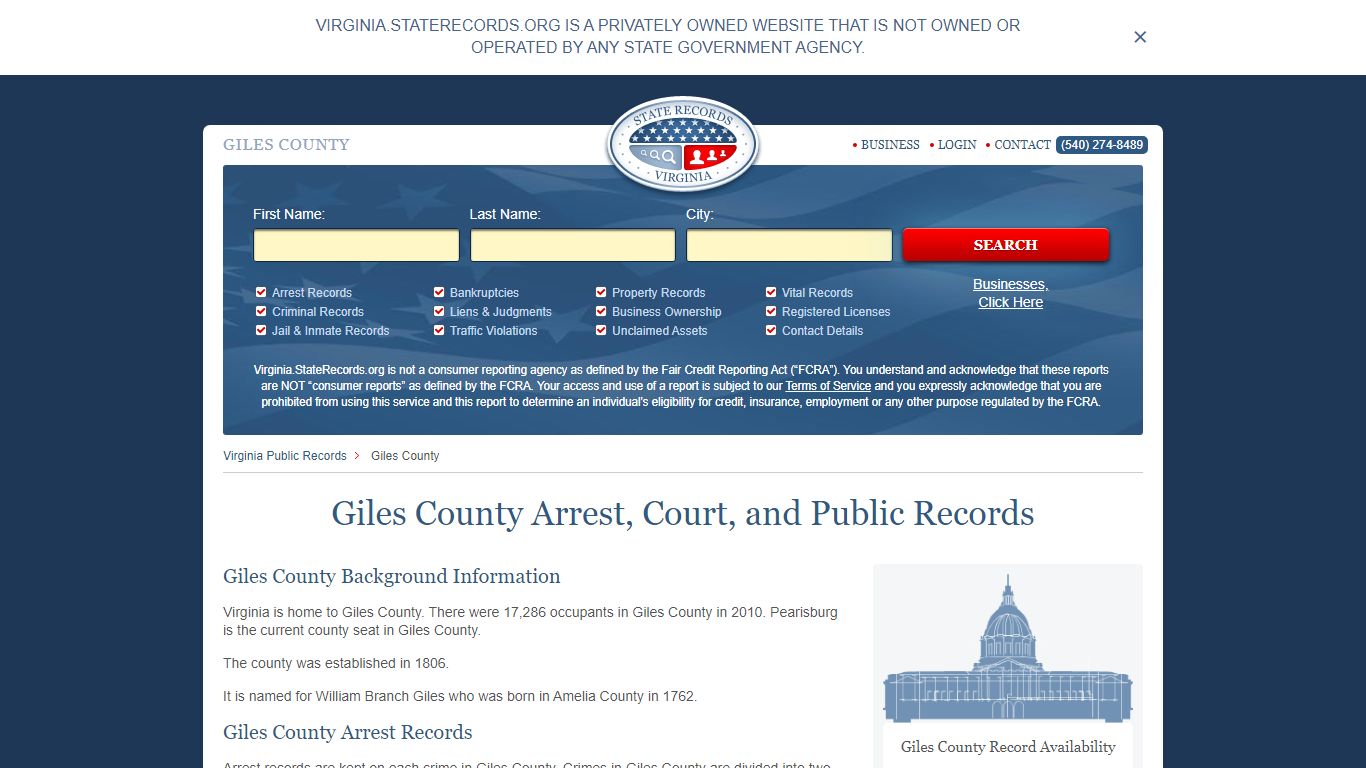 Giles County Arrest, Court, and Public Records